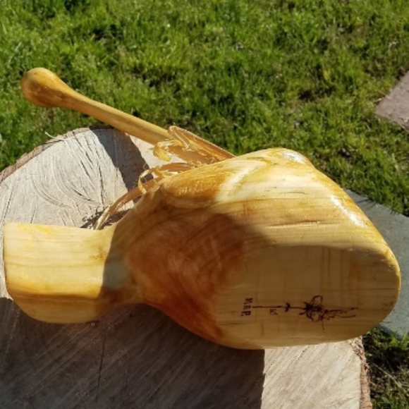 Hand Carved Tree Log Wood Angler Fish Sculpture - Picture 6 of 6